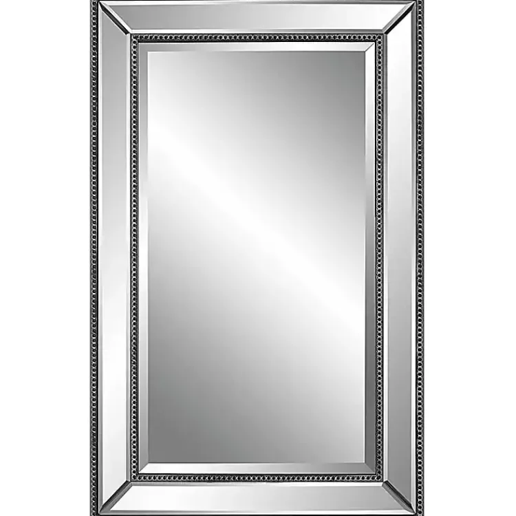 Decorative Mirrors-Kirklands Home Beaded Double Frame Beveled Wall Mirror Black