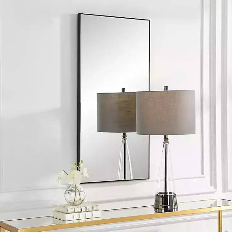 Decorative Mirrors-Kirklands Home Black Thin Frame Rectangle Wall Mirror