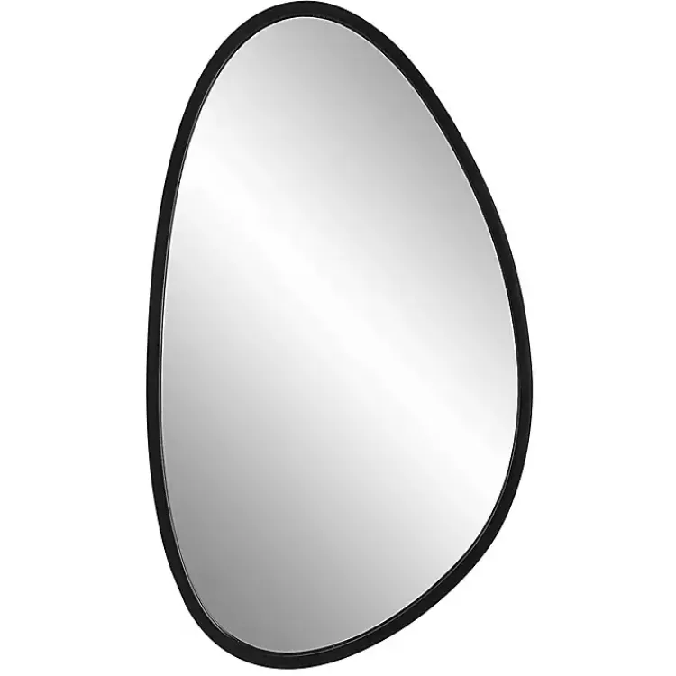 Decorative Mirrors-Kirklands Home Matte Black Modern Asymmetrical Wall Mirror