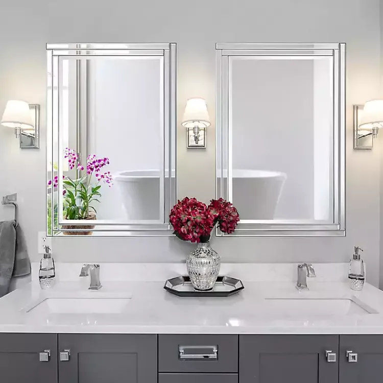 Decorative Mirrors-Kirklands Home Frameless Double Panel Wall Mirror