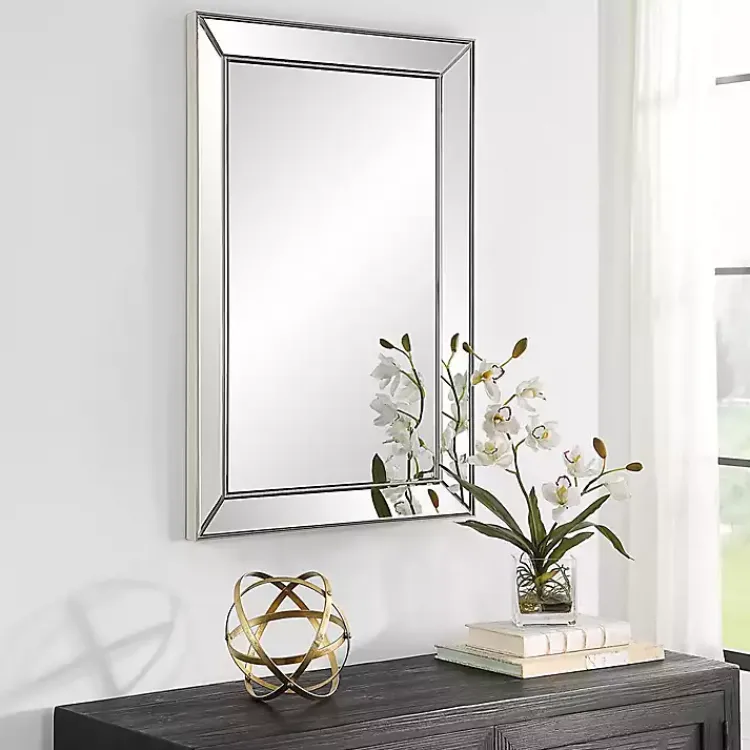 Decorative Mirrors-Kirklands Home Bevel Rectangle Wall Mirror Silver