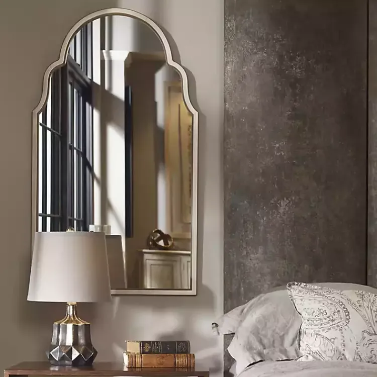 Decorative Mirrors-Kirklands Home Warm Silver Arched Wall Mirror