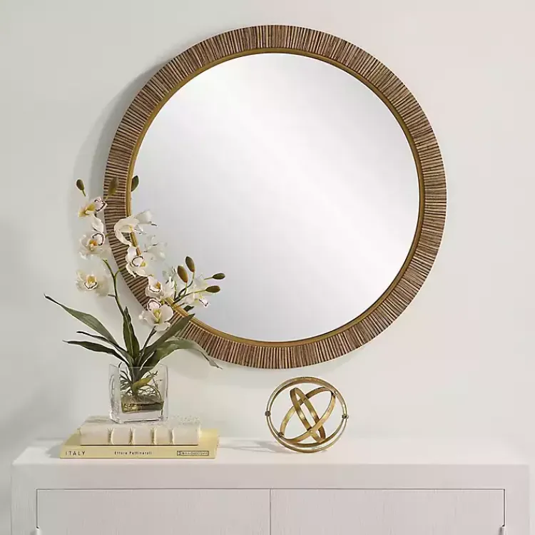 Decorative Mirrors-Kirklands Home Round Rattan Wall Mirror