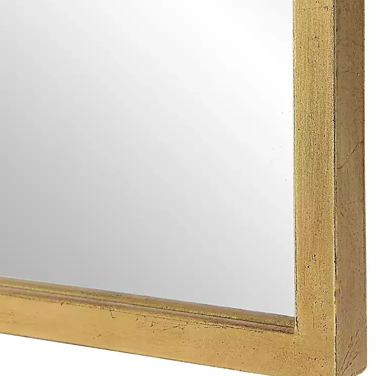 Framed Mirrors-Kirklands Home Gold Simple Round Top Wall Mirror