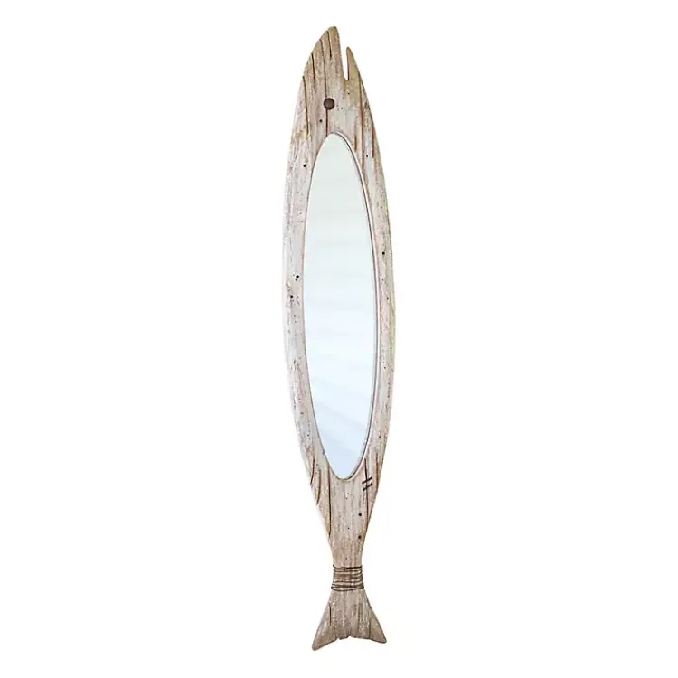 Decorative Mirrors-Kirklands Home Carved Wooden Fish Wall Mirror