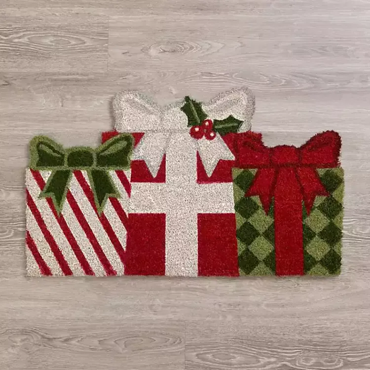 Doormats-Kirklands Home Candy Cane Christmas Present Doormat