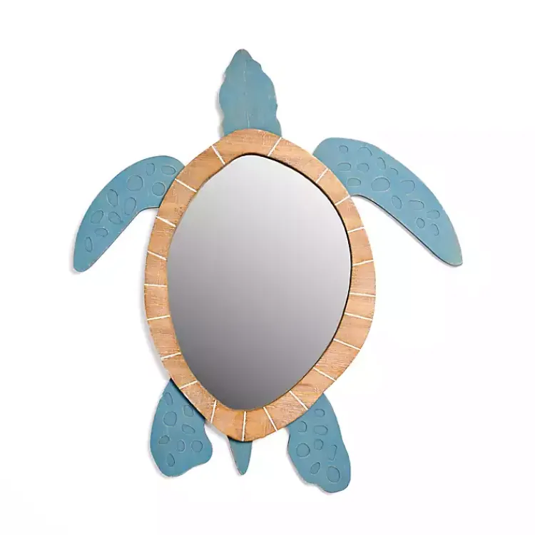 Decorative Mirrors-Kirklands Home Sea Turtle Wood Wall Mirror