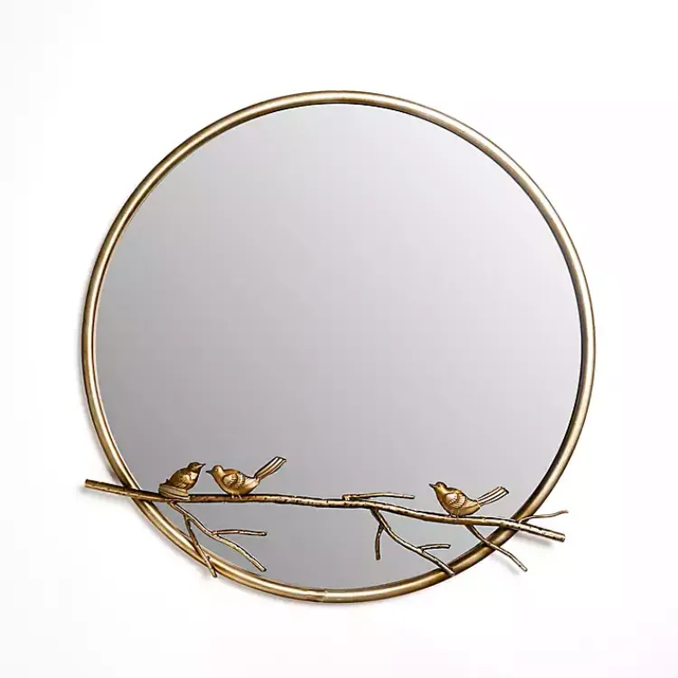 Decorative Mirrors-Kirklands Home Gold Birds on Branch Wall Mirror