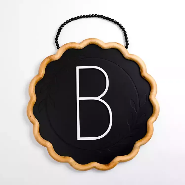 Monogram Wall Decor-Kirklands Home Black Scalloped Monogram B Wall Plaque