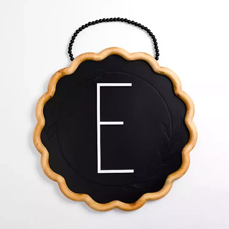 Monogram Wall Decor-Kirklands Home Black Scalloped Monogram E Wall Plaque