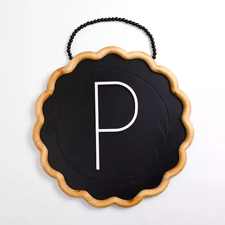 Monogram Wall Decor-Kirklands Home Black Scalloped Monogram P Wall Plaque