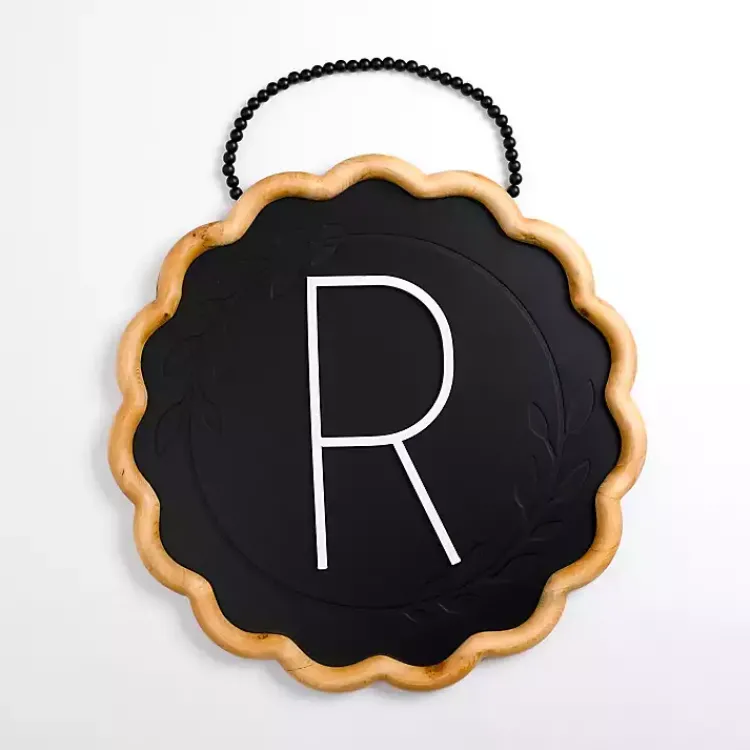 Monogram Wall Decor-Kirklands Home Black Scalloped Monogram R Wall Plaque