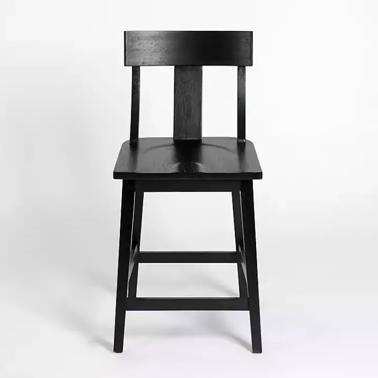 Bar Stools & Counter Height Stools-Kirklands Home Wood T-Back Counter Stool Black