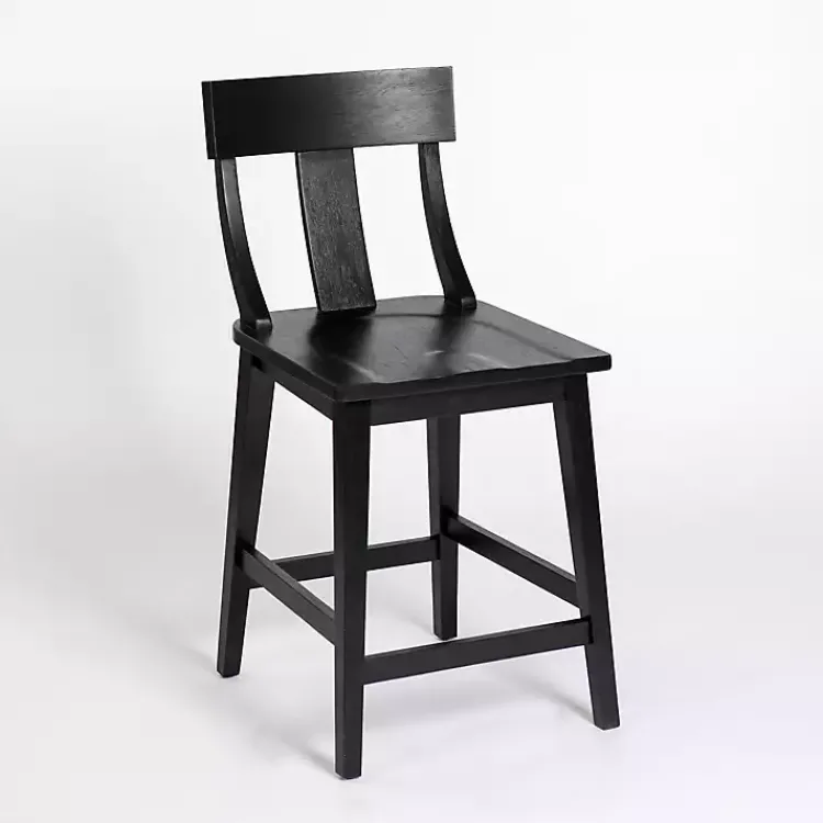 Bar Stools & Counter Height Stools-Kirklands Home Wood T-Back Counter Stool Black