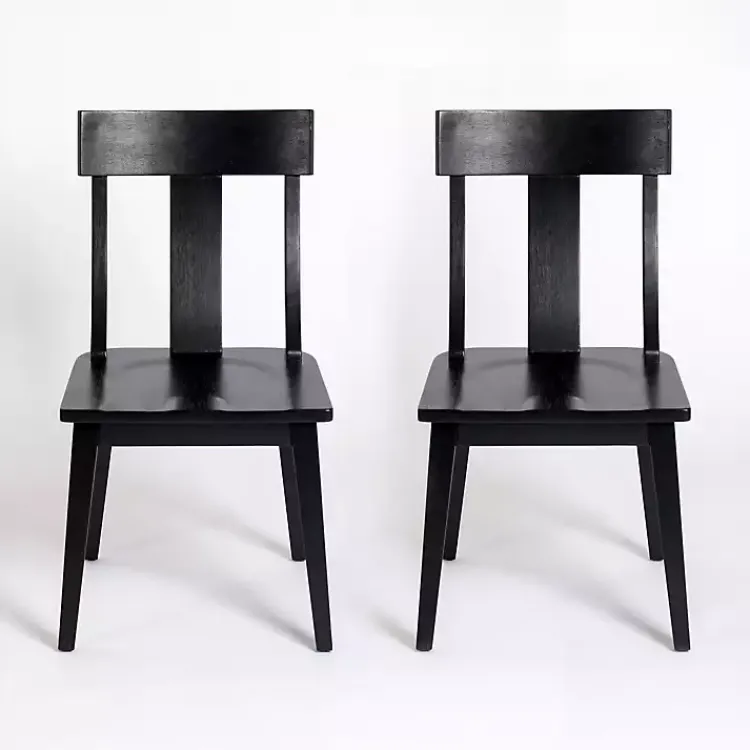 Dining Chairs-Kirklands Home Wood T-Back Dining Chairs, Set of 2 Black