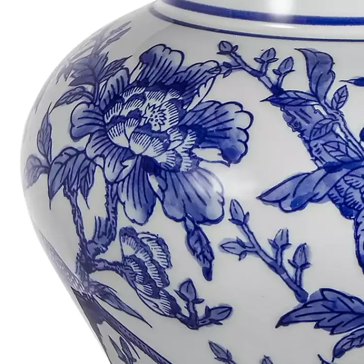 Table Lamps-Kirklands Home Blue & Floral Ceramic Table Lamp White