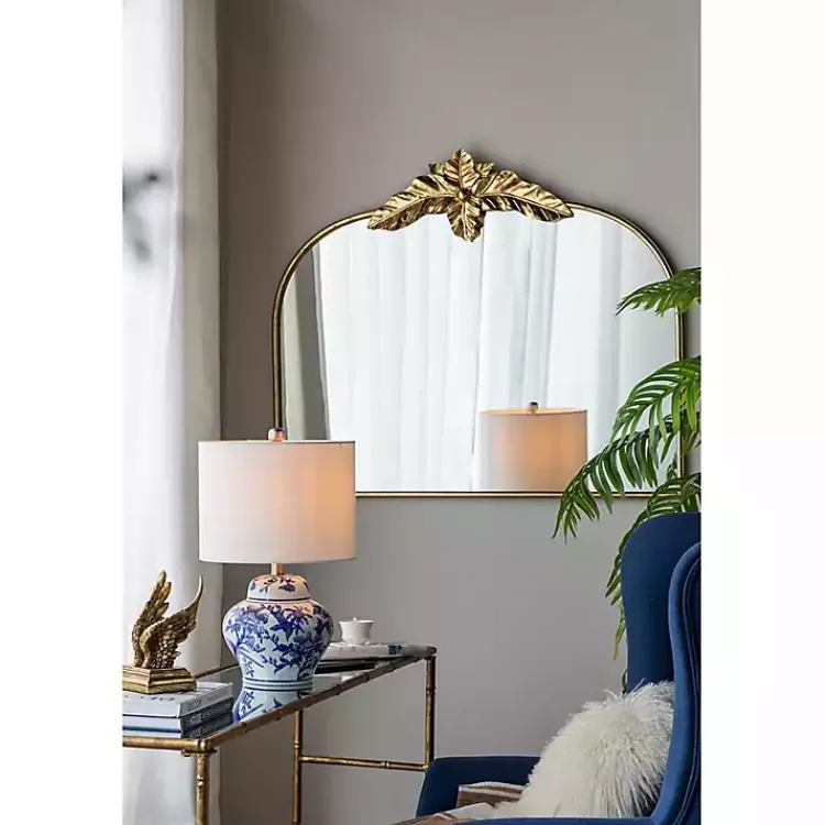 Table Lamps-Kirklands Home Blue & Floral Ceramic Table Lamp White