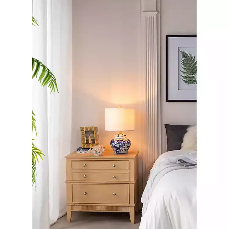 Table Lamps-Kirklands Home Blue & Floral Ceramic Table Lamp White