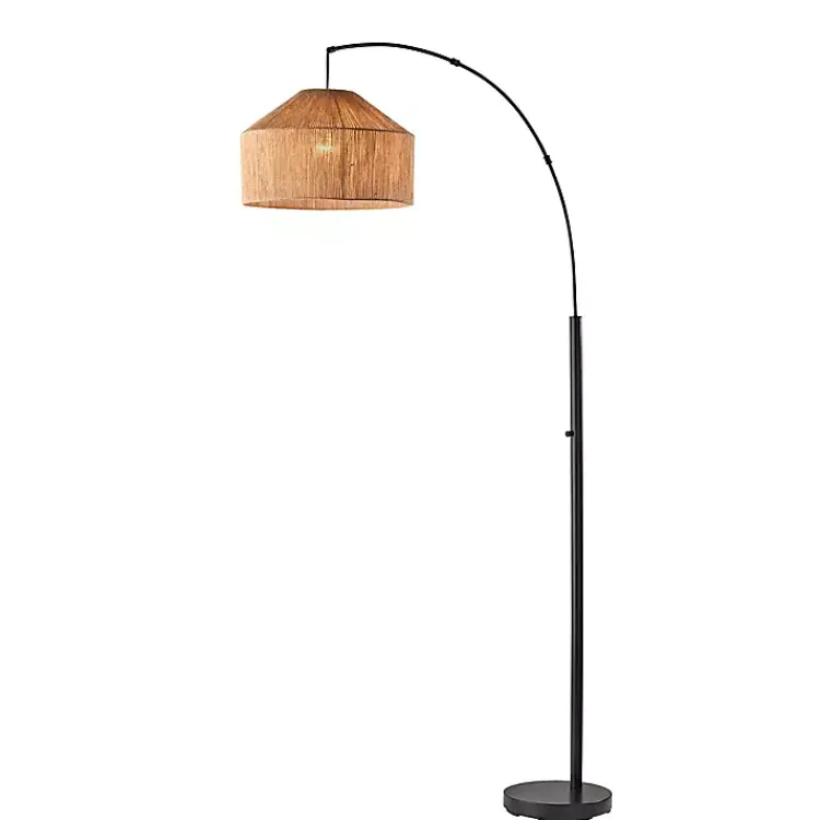 Floor Lamps-Kirklands Home Amalfi Natural Rope Shade Arch Floor Lamp Brown