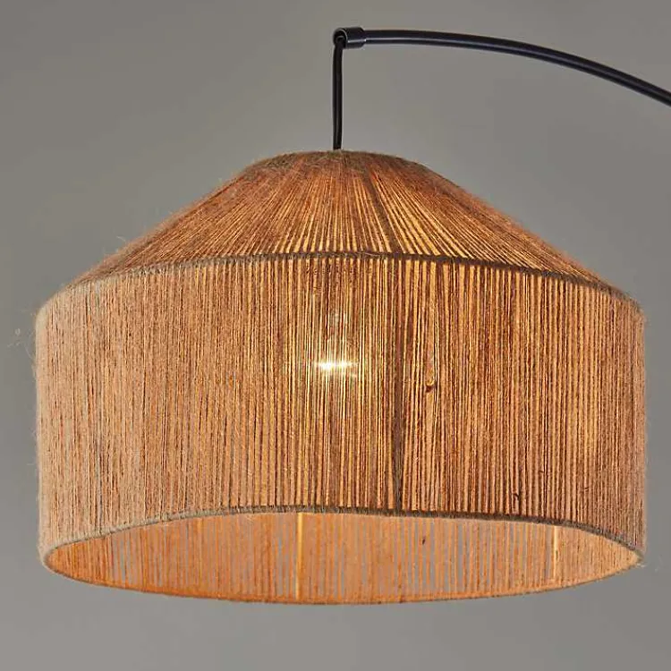 Floor Lamps-Kirklands Home Amalfi Natural Rope Shade Arch Floor Lamp Brown
