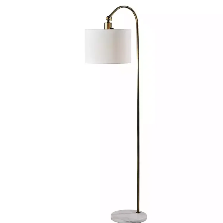 Floor Lamps-Kirklands Home Antique Brass Arc Floor Lamp White