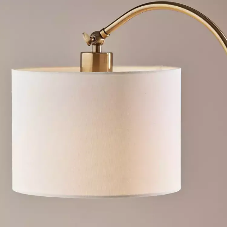 Floor Lamps-Kirklands Home Antique Brass Arc Floor Lamp White