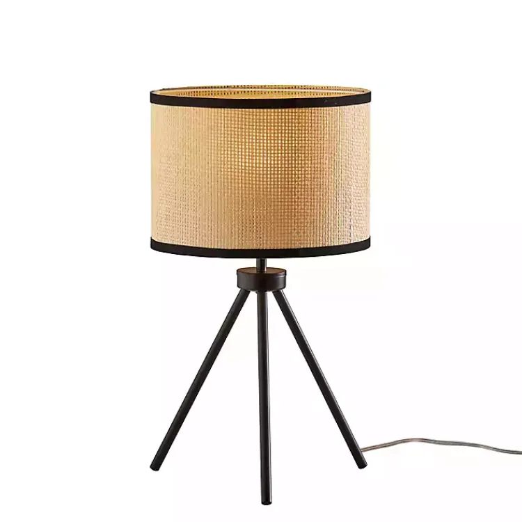 Table Lamps-Kirklands Home Natural Woven Shade Rowan Table Lamp Tan