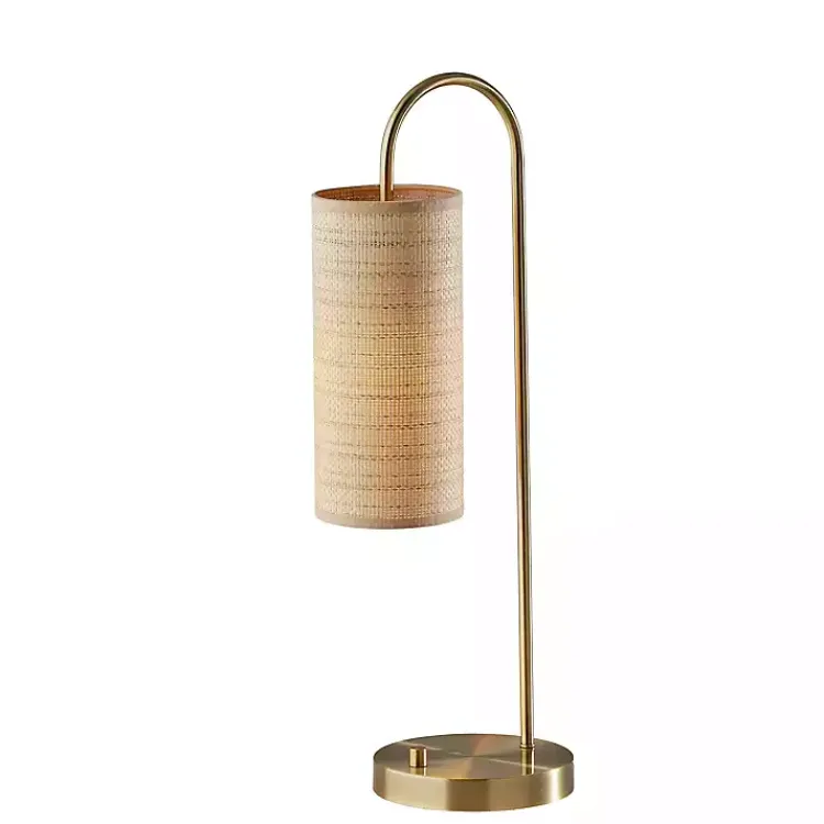 Table Lamps-Kirklands Home Natural Woven Shade Malina Table Lamp Tan