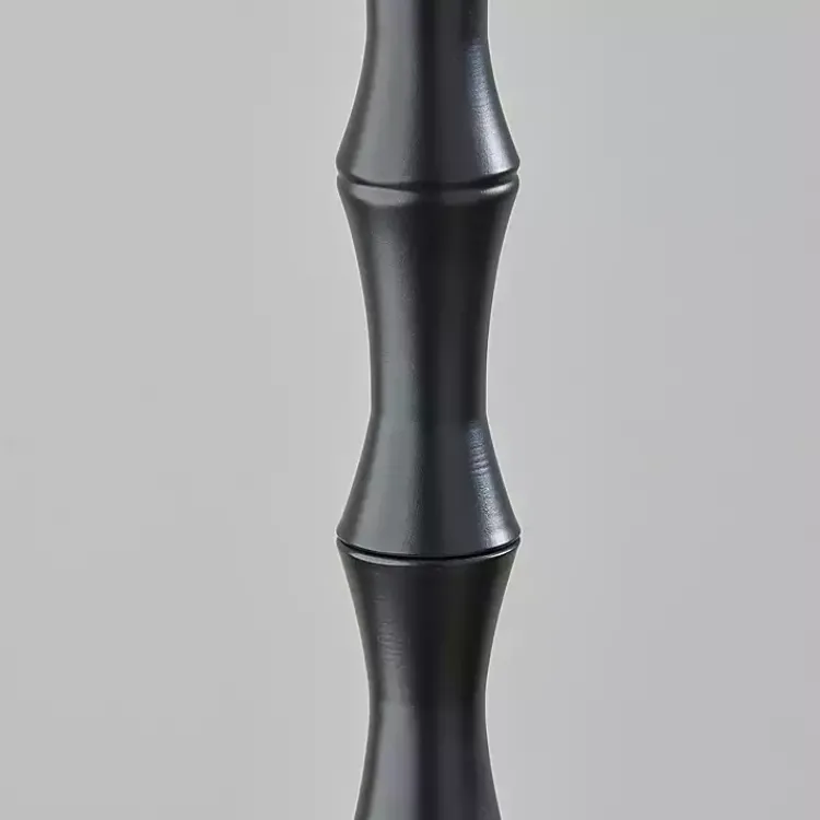 Floor Lamps-Kirklands Home Woven Rattan Shade Bailey Floor Lamp Black