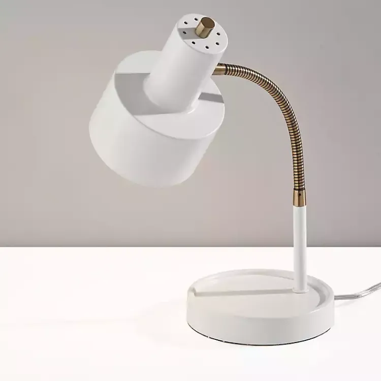 Table Lamps-Kirklands Home White and Gold Brayden Charging Desk Lamp