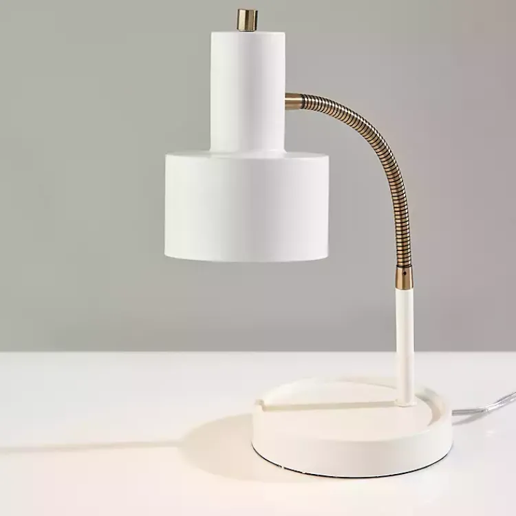 Table Lamps-Kirklands Home White and Gold Brayden Charging Desk Lamp