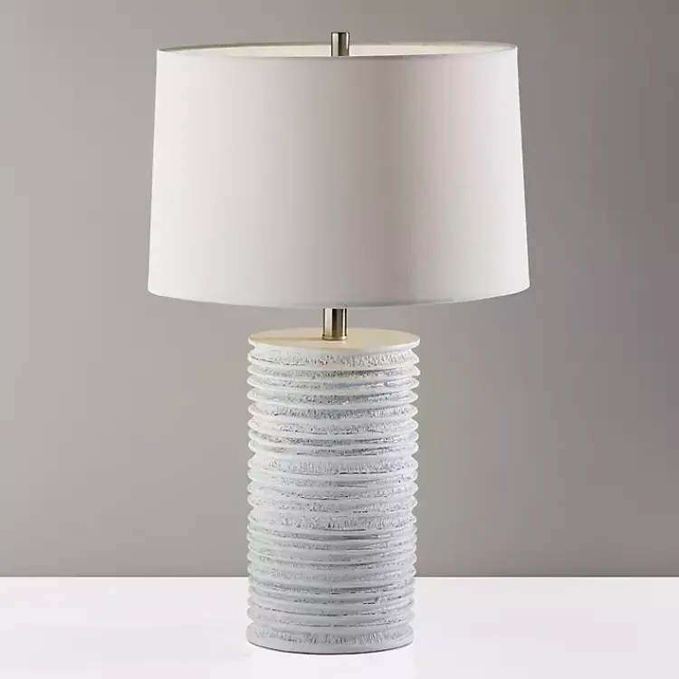 Table Lamps-Kirklands Home Weathered Cream Marissa Ribbed Table Lamp