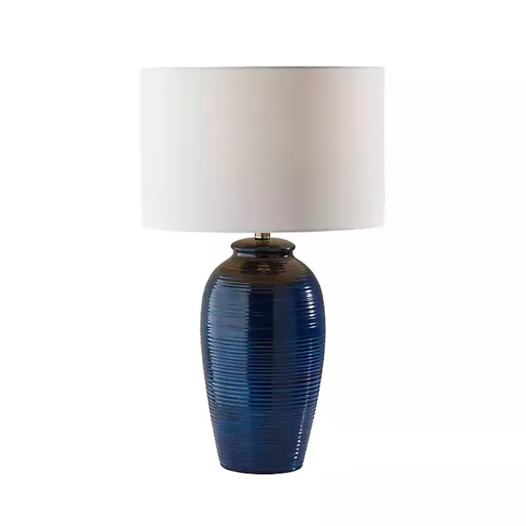 Table Lamps-Kirklands Home Midnight Ribbed Alexis Table Lamp Blue