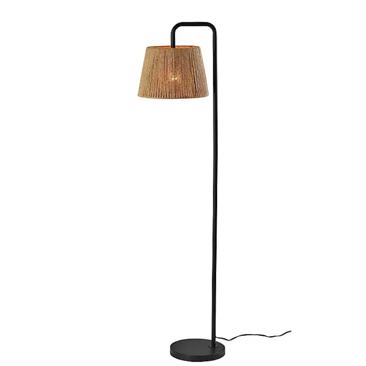 Floor Lamps-Kirklands Home Arched Rope Lampshade Floor Lamp Black