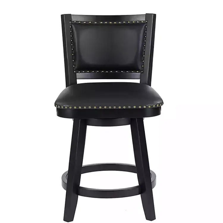 Bar Stools & Counter Height Stools-Kirklands Home Faux Leather Upholstered Counter Stool Black