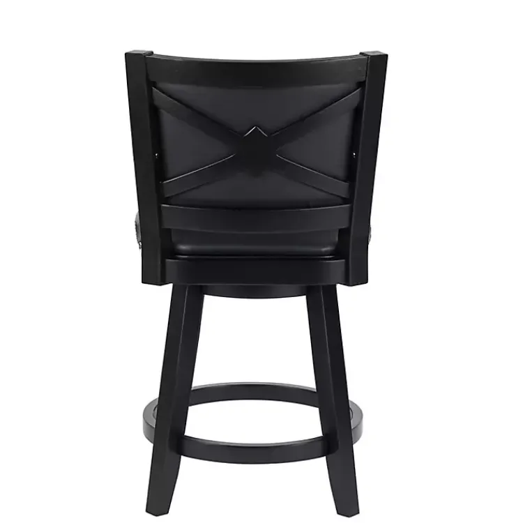 Bar Stools & Counter Height Stools-Kirklands Home Faux Leather Upholstered Counter Stool Black