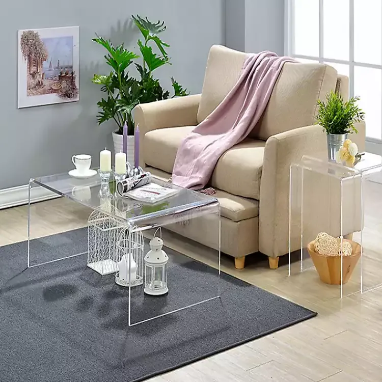 Coffee Tables-Kirklands Home Acrylic Curved Edge Coffee Table Clear