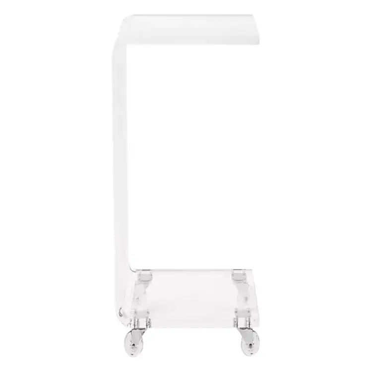 Accent & End Tables-Kirklands Home Acrylic Curved Edge C-Table with Wheels Clear