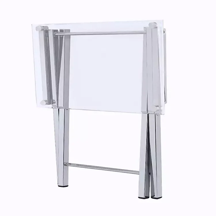 Accent & End Tables-Kirklands Home Acrylic Folding TV Tray Tables, Set of 2 Clear