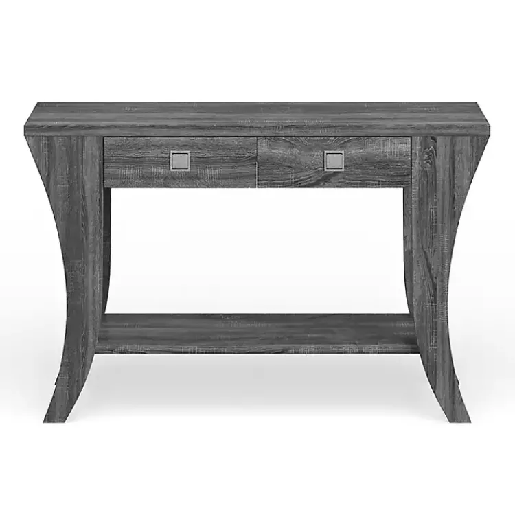 Console Tables-Kirklands Home Charcoal Wood 2-Drawer Console Table Gray