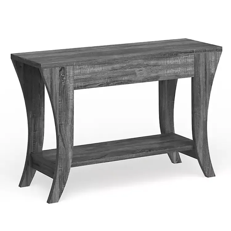Console Tables-Kirklands Home Charcoal Wood 2-Drawer Console Table Gray