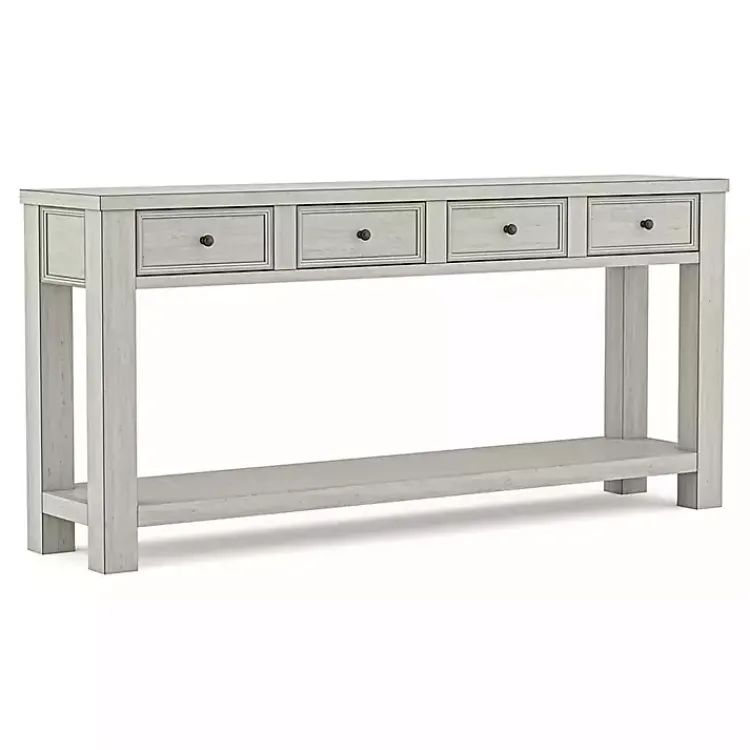 Console Tables-Kirklands Home Wood 4-Drawer Farmhouse Console Table White