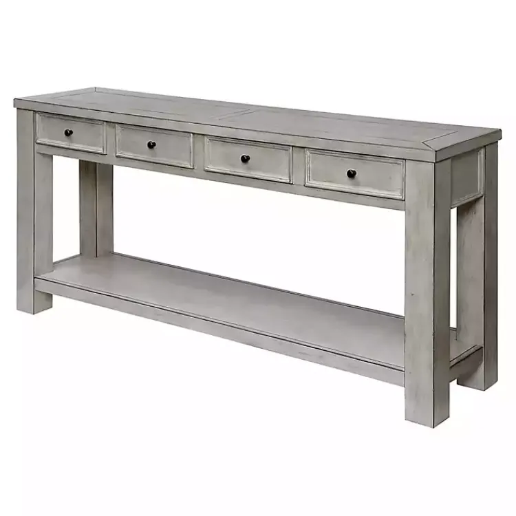 Console Tables-Kirklands Home Wood 4-Drawer Farmhouse Console Table White