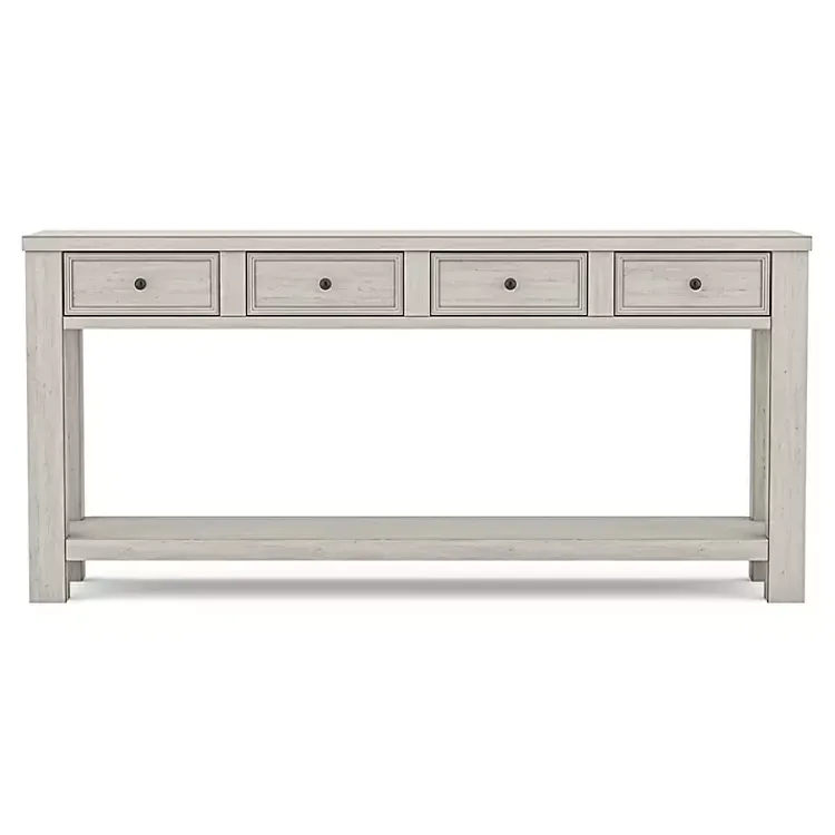 Console Tables-Kirklands Home Wood 4-Drawer Farmhouse Console Table White
