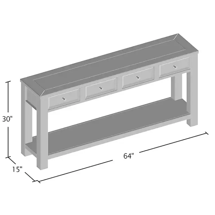 Console Tables-Kirklands Home Wood 4-Drawer Farmhouse Console Table White