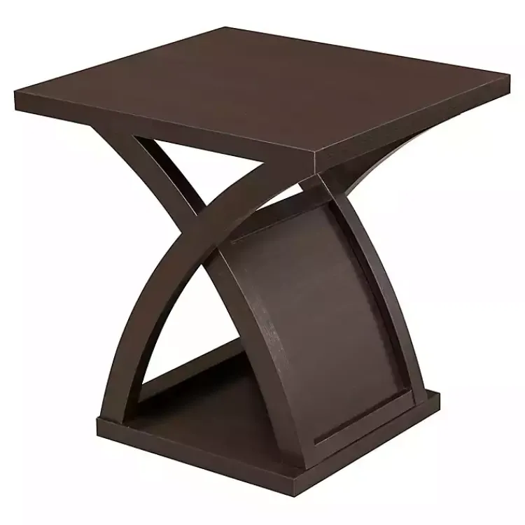Accent & End Tables-Kirklands Home Espresso Wood X-Base Side Table Brown