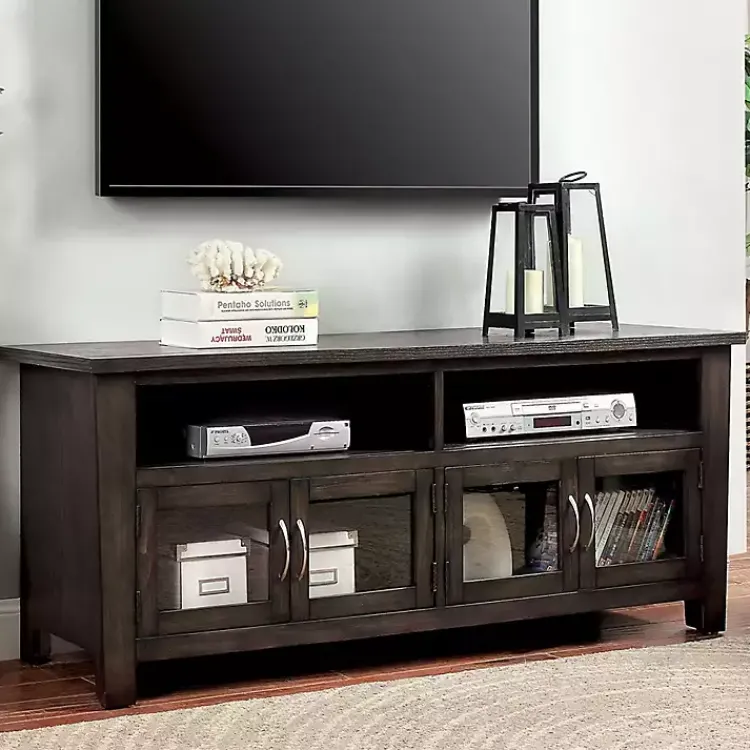 Tv Stands & Media Consoles-Kirklands Home Dark Wood 4-Door Media Cabinet Gray