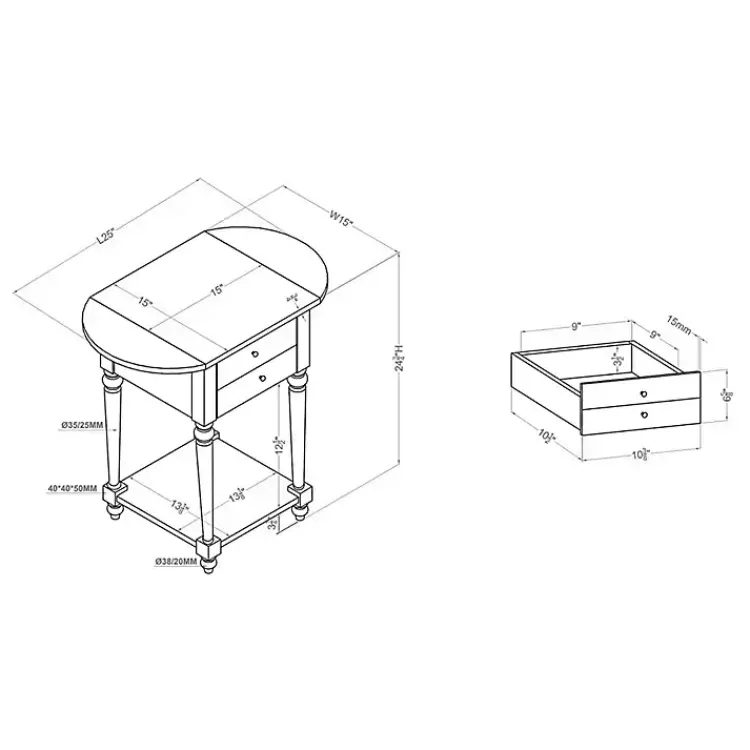 Accent & End Tables-Kirklands Home Wood 2-Drawer Drop Leaf Side Table Gray