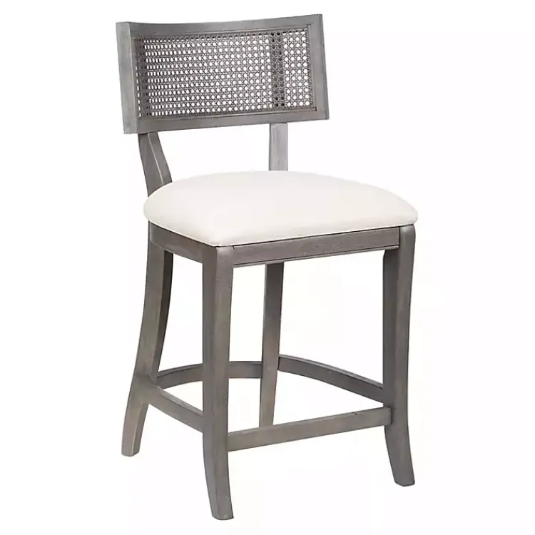 Bar Stools & Counter Height Stools-Kirklands Home Gray Upholstered Farmhouse Counter Stool