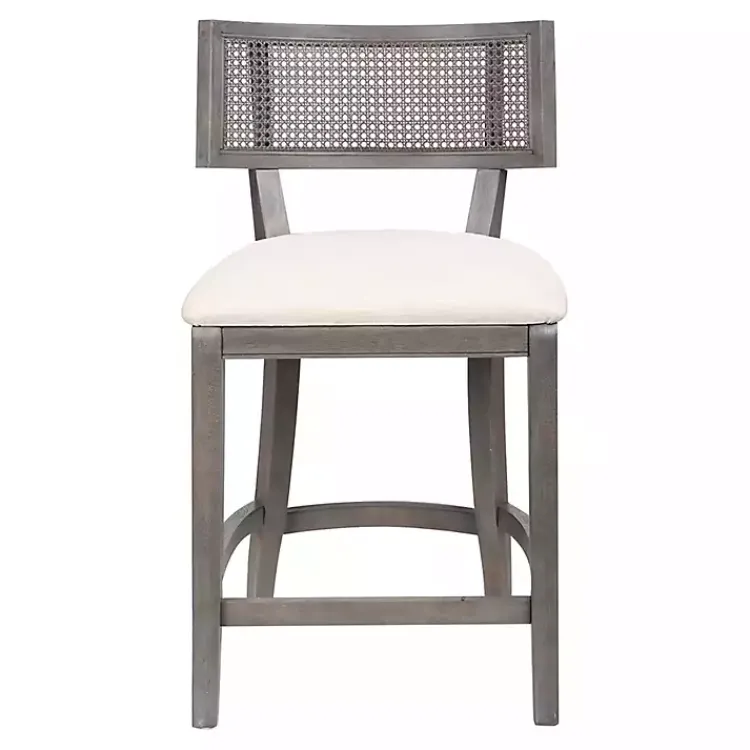 Bar Stools & Counter Height Stools-Kirklands Home Gray Upholstered Farmhouse Counter Stool